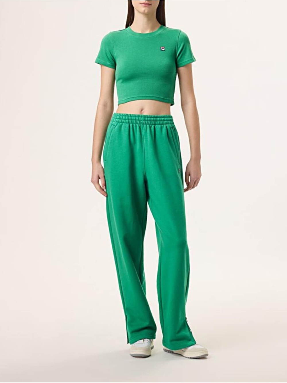 Fila Women's Bright Green Cropped Tee and Track Pants